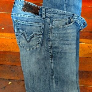 Rock & Roll Denim.  Double Barrel Relaxed Straight Leg Jeans. 32X34.  Starched.